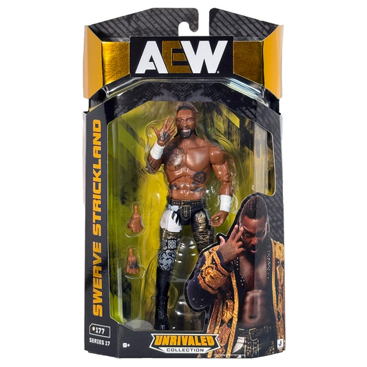AEW Swerve Strickland Unrivaled 17 front view action figure for display and posing