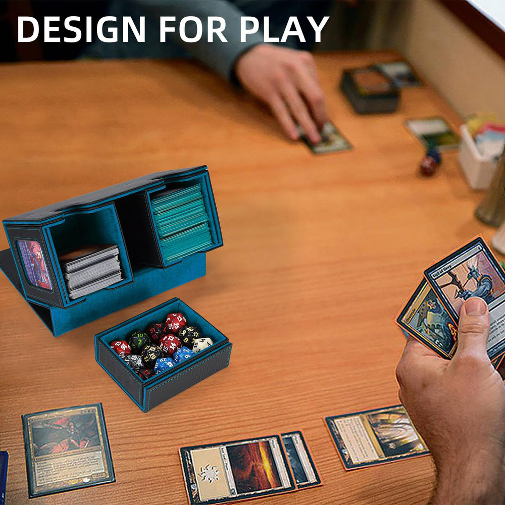 Capacity for 220+ sleeved cards across two decks
