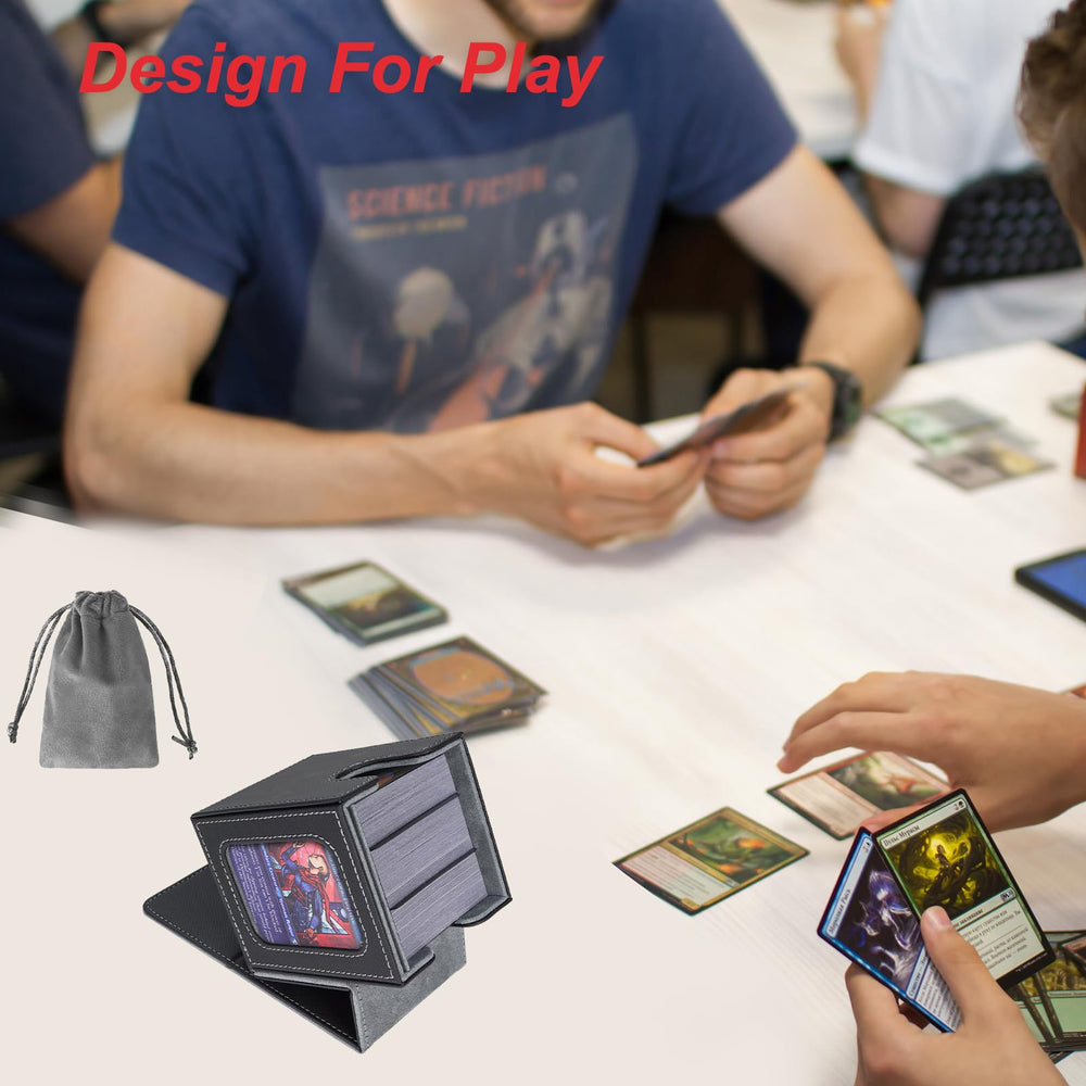 AFIING deck box with drawstring bag for travel and on-the-go play