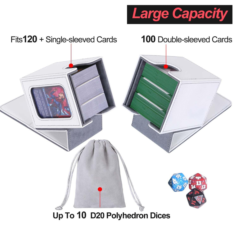 Holds 60 plus double-sleeved cards securely for Commander play