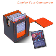 AFIING deck box interior demonstrating 4x3x3 fit for 100 double-sleeved cards