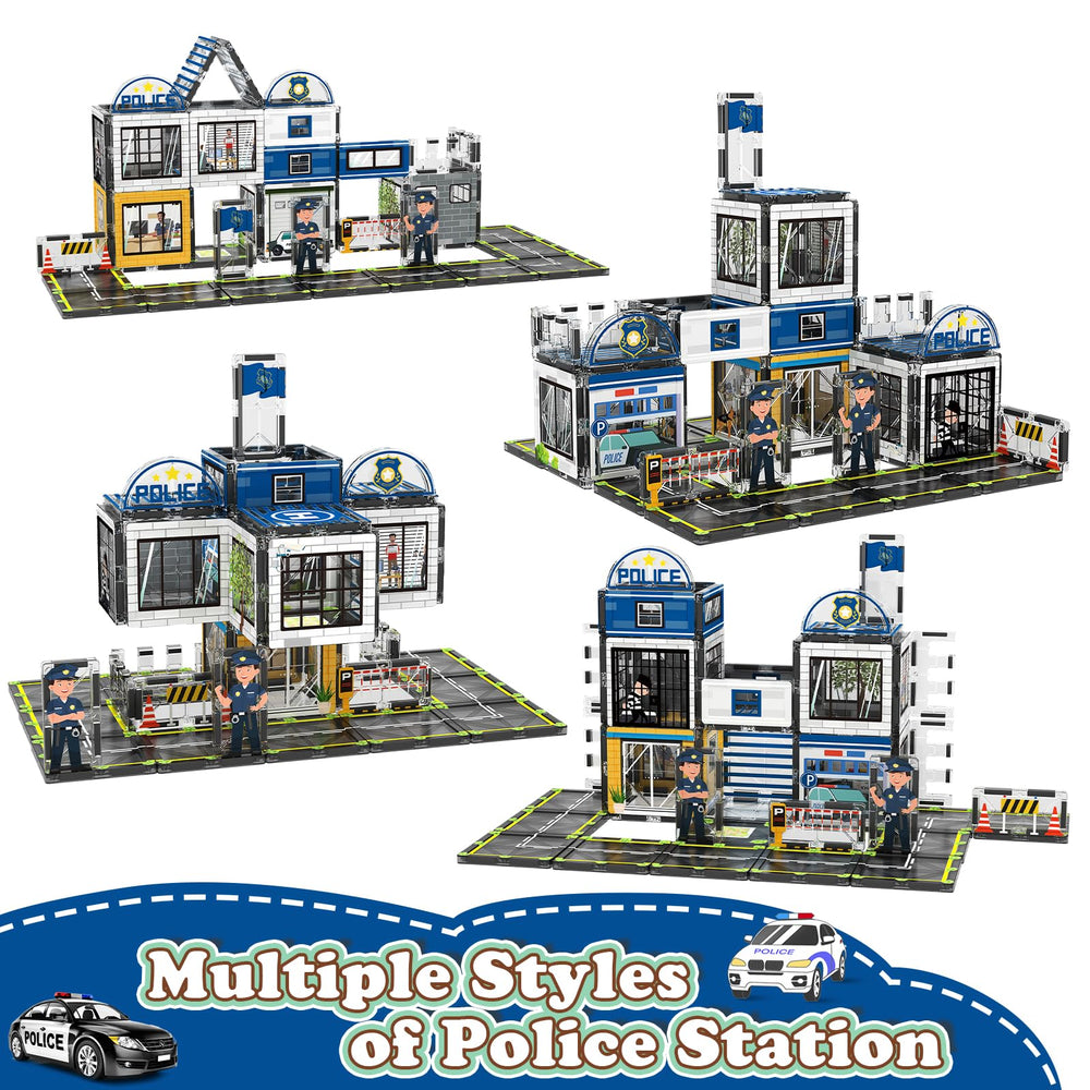 AFUNX city-scene police station build inspires collaborative storytelling and teamwork.