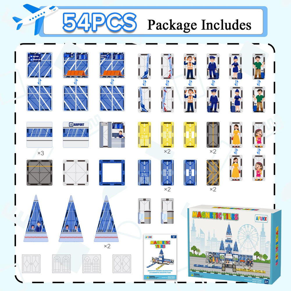 AFUNX Magnetic Tiles 54pcs set — a complete set for creative projects and playdates.