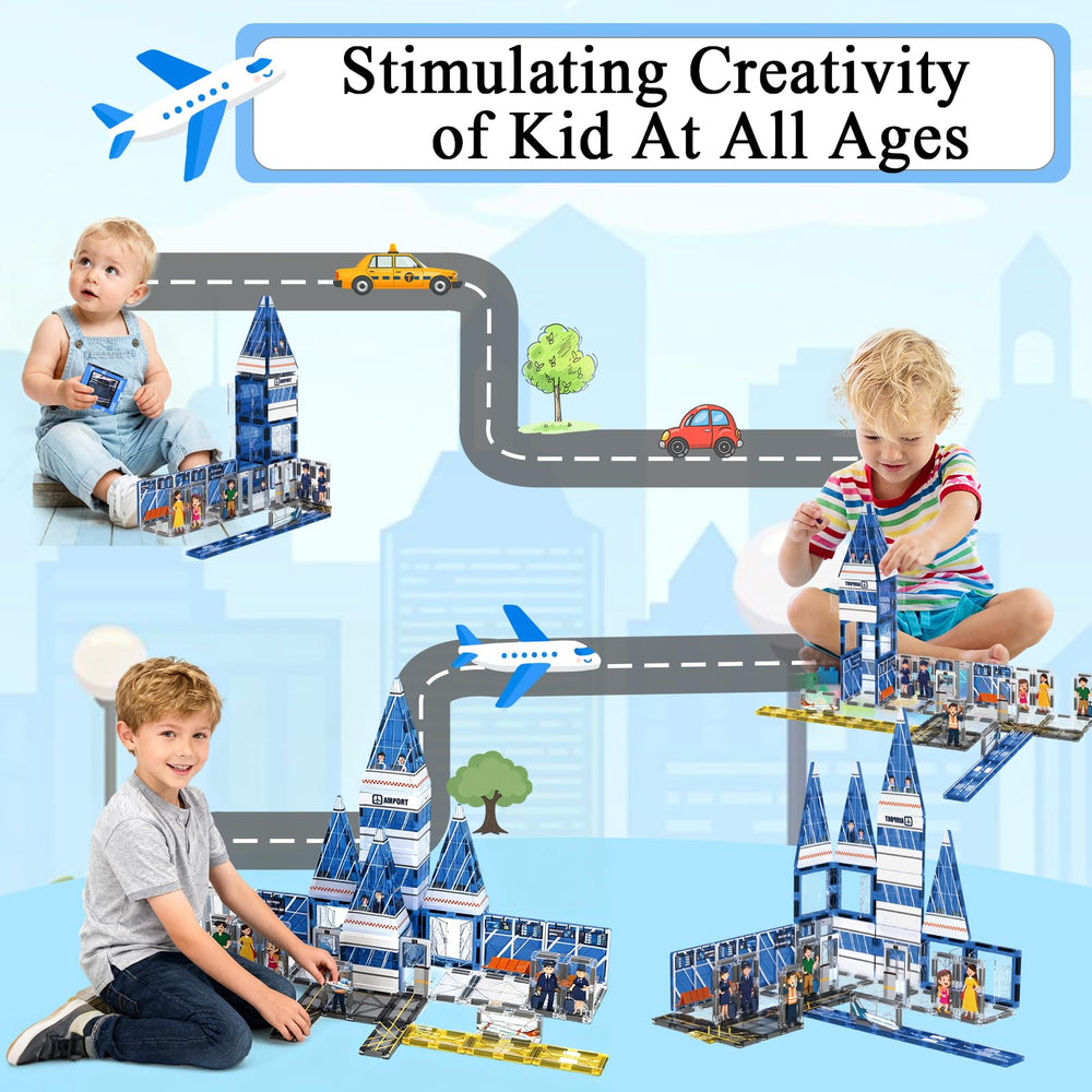 AFUNX Magnetic Tiles colorful pieces — engages kids with vibrant shapes and varied structures.