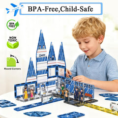 AFUNX Magnetic Tiles plane takeoff landing — encourages storytelling and fine motor practice.