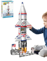AFUNX magnetic tiles space rocket set front view for hands-on STEM play and imagination.