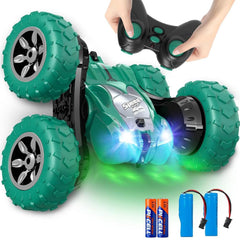 AFUNX remote control car front view showing vibrant green design and sturdy build.