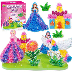 AGENTLAN Poke Art Princess Kit contents show a colorful, mess-free crafting setup for kids.
