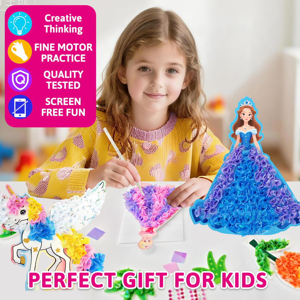 AGENTLAN Poke Art Princess Kit glitter and gem stickers add sparkle to princess scenes.