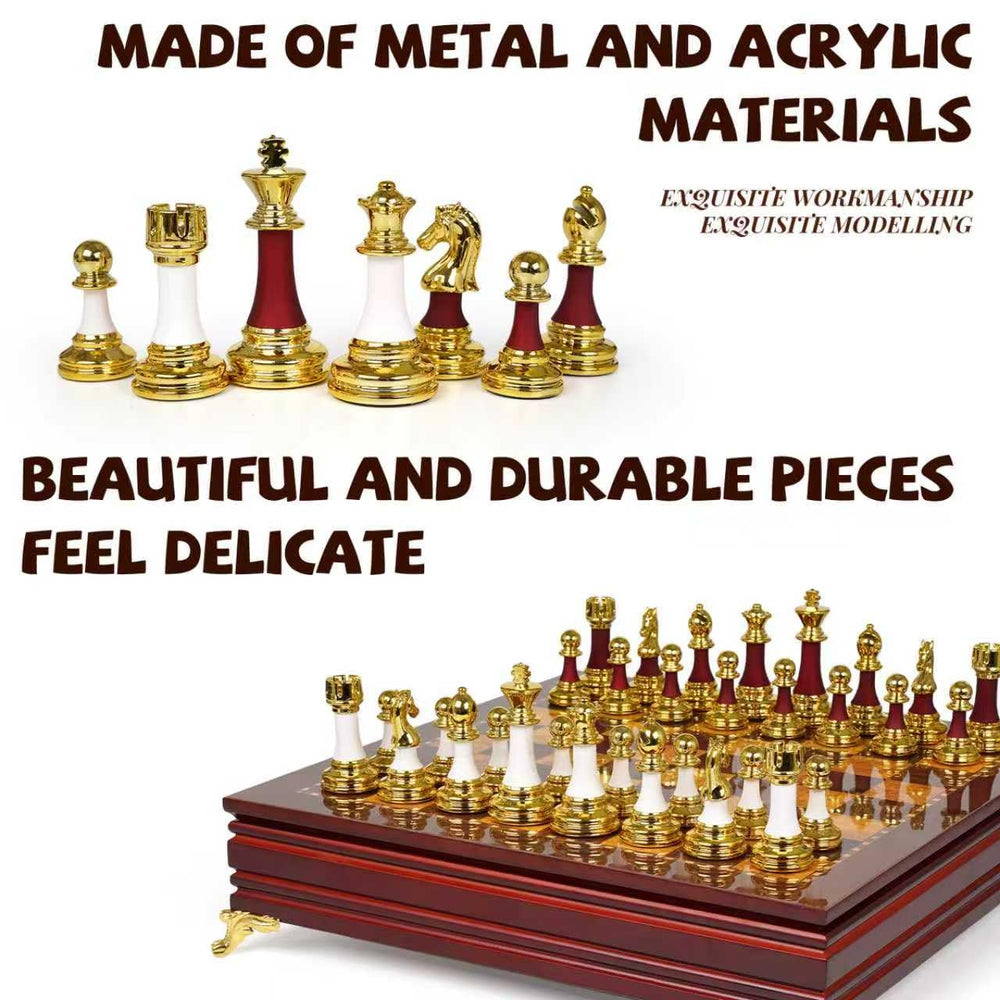 Agirlgle chess pieces with an electroplated acrylic finish for a premium look.