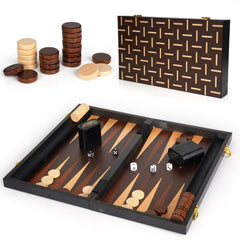 Agirlgle 15-inch wooden backgammon board with a smooth surface for precise moves