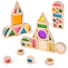 Agirlgle color-recognition blocks support early learning with bright hues.