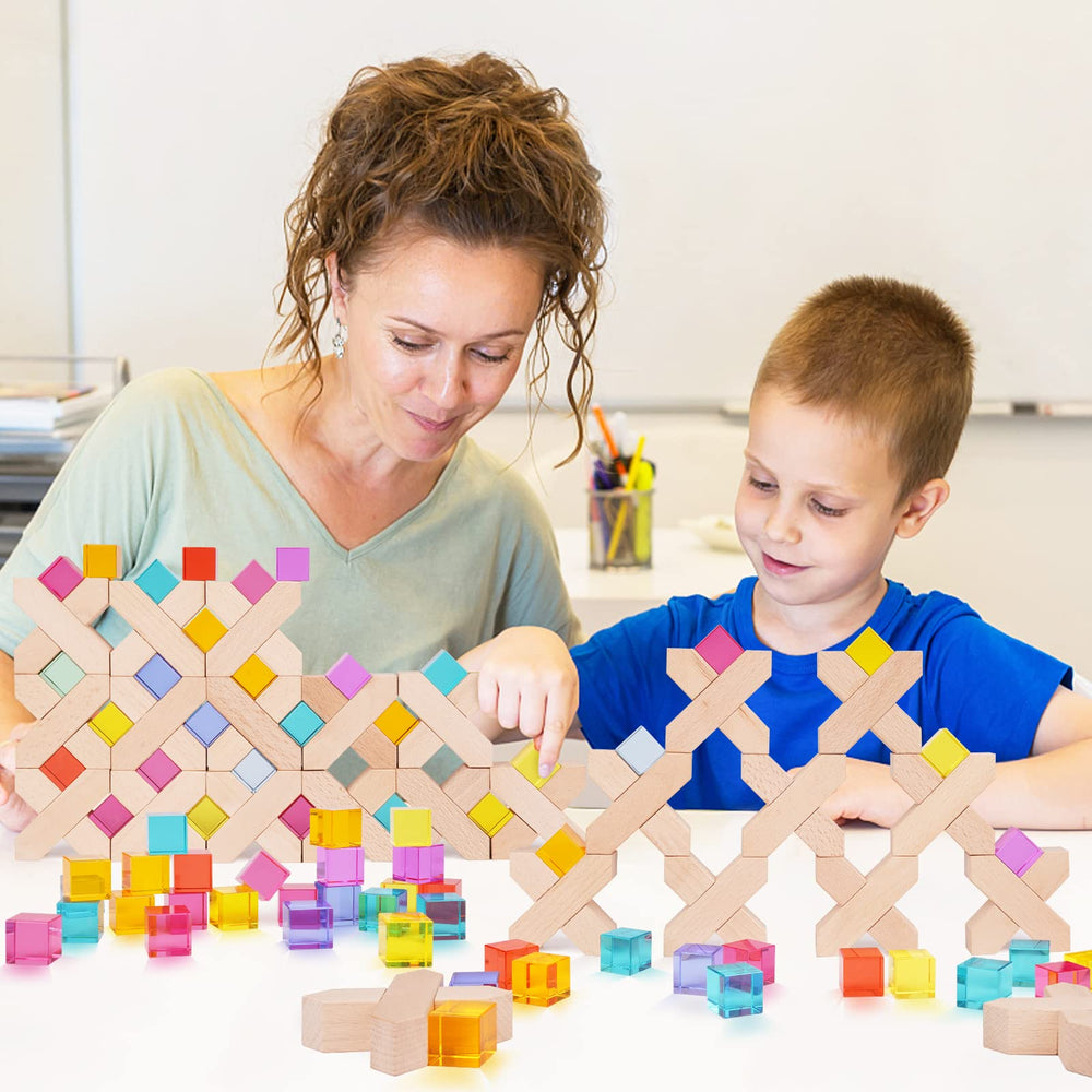Agirlgle colorful rainbow blocks layout captures the range of colors for sorting and creative design.