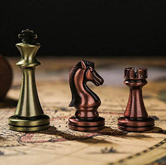 Agirlgle folding board with secure storage keeps pieces safe.