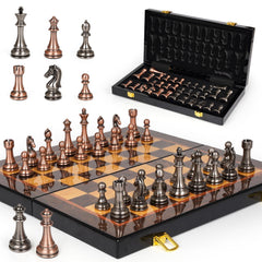 Agirlgle luxury metal chess set on main board, a striking centerpiece for any room.