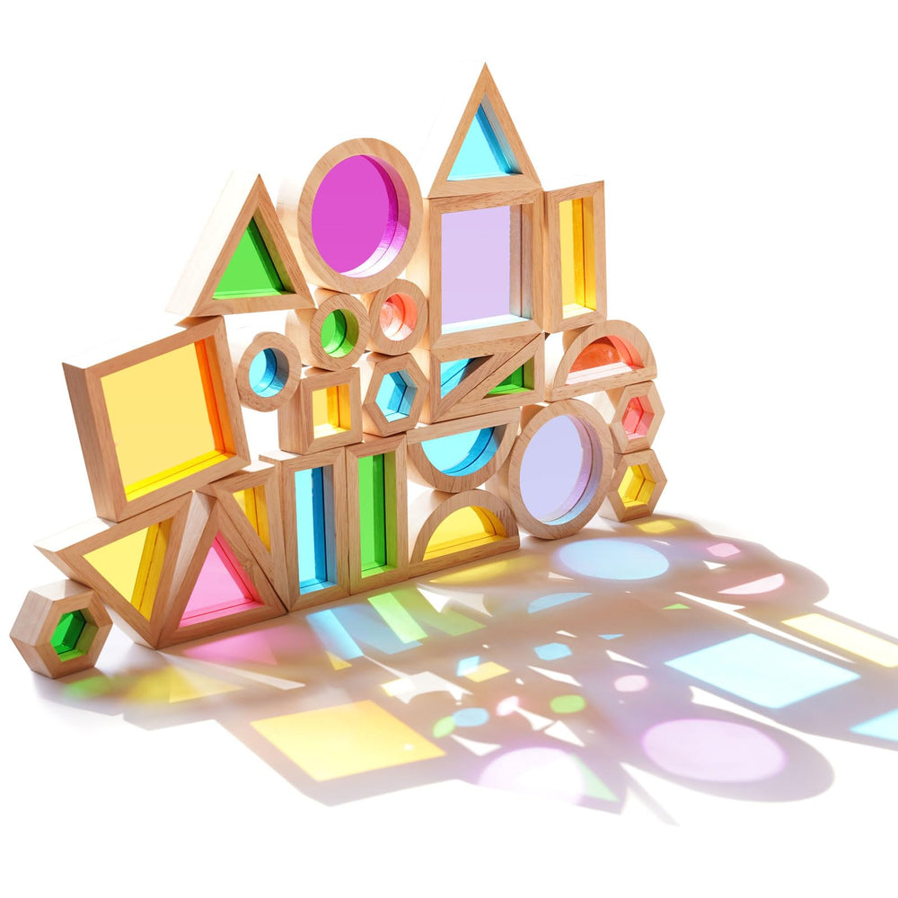 Agirlgle preschool learning blocks encourage sorting and sequencing skills.