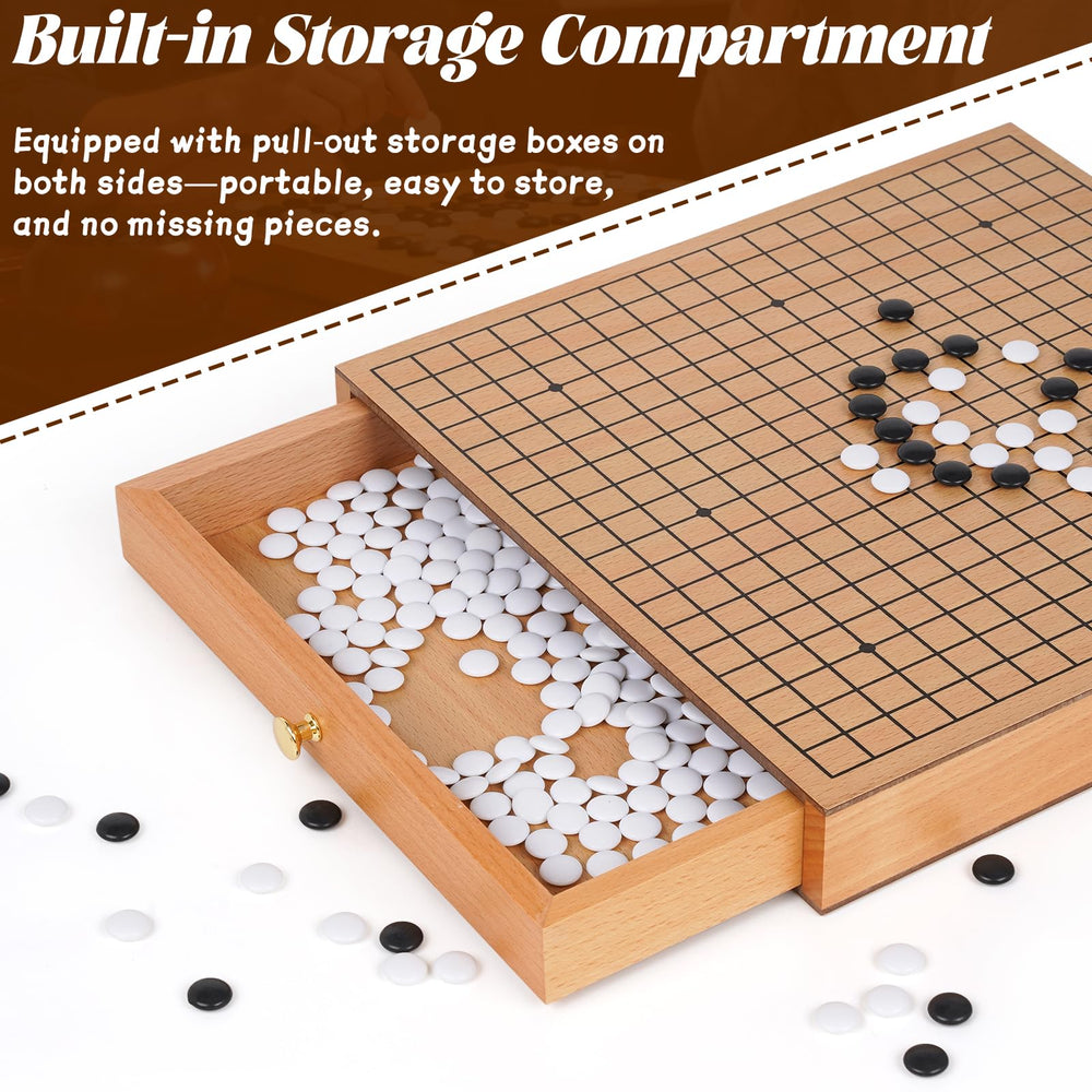 Agirlgle pull-out drawer storage keeps stones organized during games