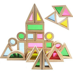 Agirlgle rainbow wood blocks promote color recognition during play