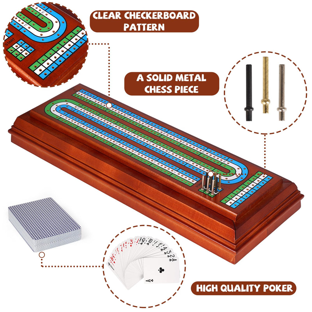 Agirlgle wooden cribbage board magnetic-lock secures the drawer between rounds.