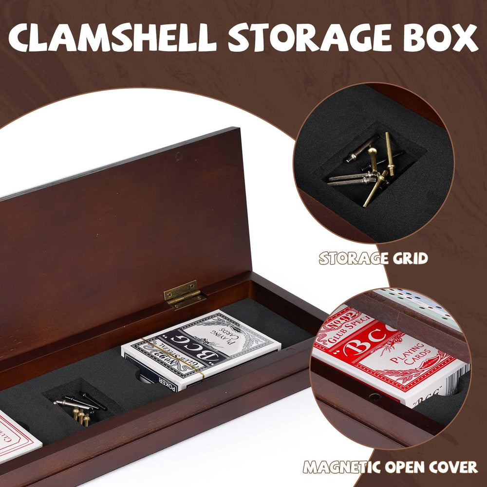 Agirlgle wooden cribbage board is travel-ready with compact dimensions.