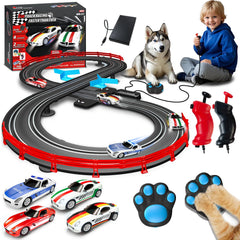 AGM MASTECH slot car track full set overview showing track and cars for family racing fun