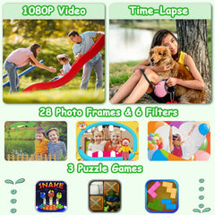Agoigo Kids camera with 2-inch screen captures clear images for curious minds.