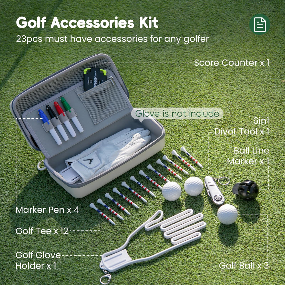 AGUstrike 12 golf tees neatly arranged for consistent tee height.
