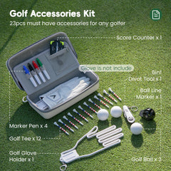 AGUstrike 12 golf tees neatly arranged for consistent tee height.