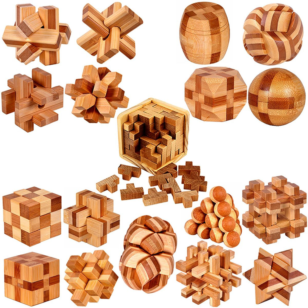 Ahyuan bamboo brain teaser set in a gift box delivers a satisfying, sharable challenge.