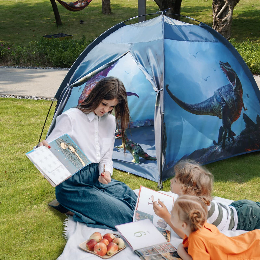 Ai-Uchoice dinosaur tent fabric is PU water-resistant for outdoors.