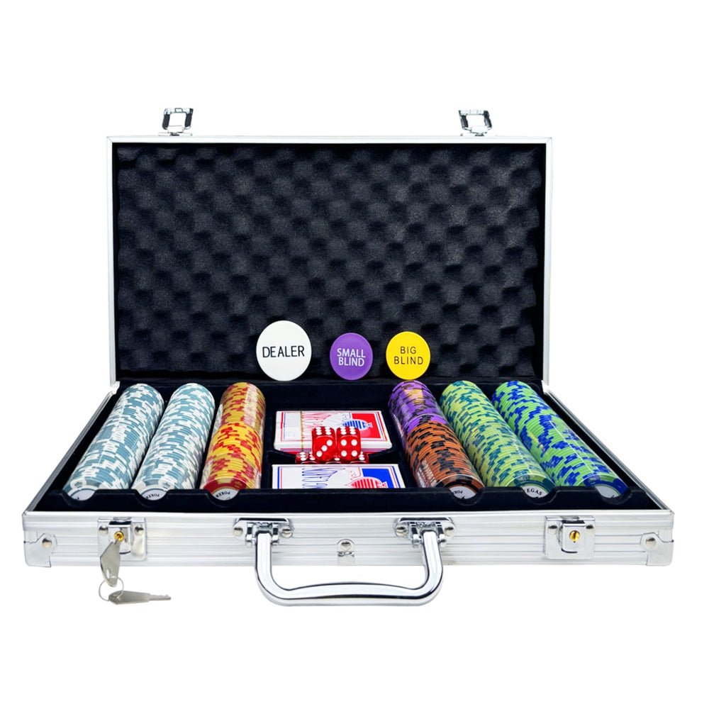 AIBETOMG poker chips 300p in assorted colors for easy denomination tracking.