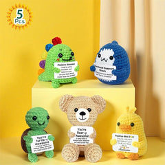 AicooFest turtle crochet figure with encouraging card for gifting.