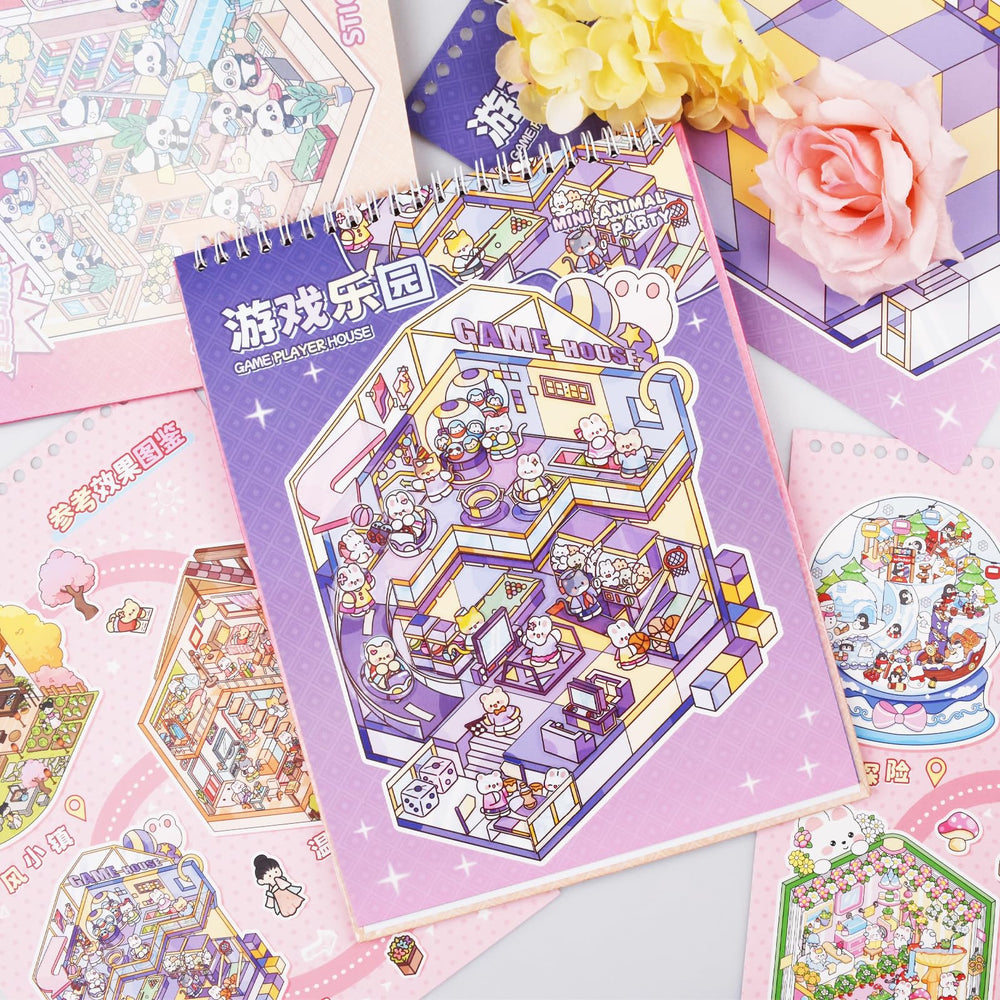 Aifong cozy cottage scene sticker with warm colors for relaxing projects.