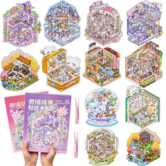 Aifong two-books big-size 3D house stickers cover, inviting creative play and arrangement.