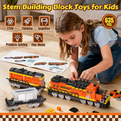 635-piece kit with color instructions promoting hands-on construction and thinking.