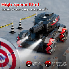 AIGIMU RC Tank demonstrates 360-degree rotation for targeting