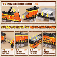Conductor minifigures and driver seat enabling engaging role-playing scenarios.