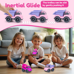 Aigitoy toy trucks made from recycled plastic, BPA-free for safety.