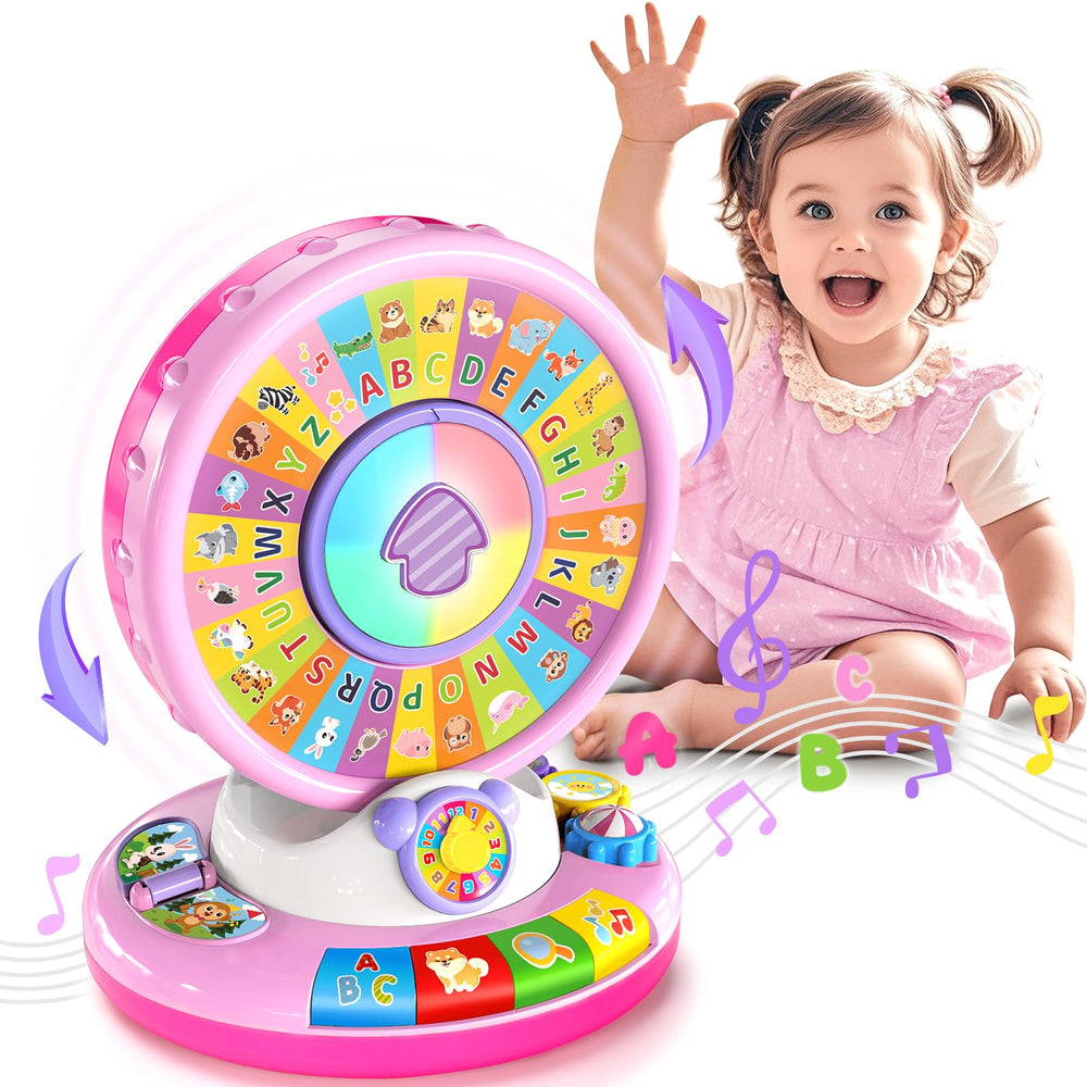 Aigybobo Alphabet Zoo Spin Wheel teaches letters and animal names.