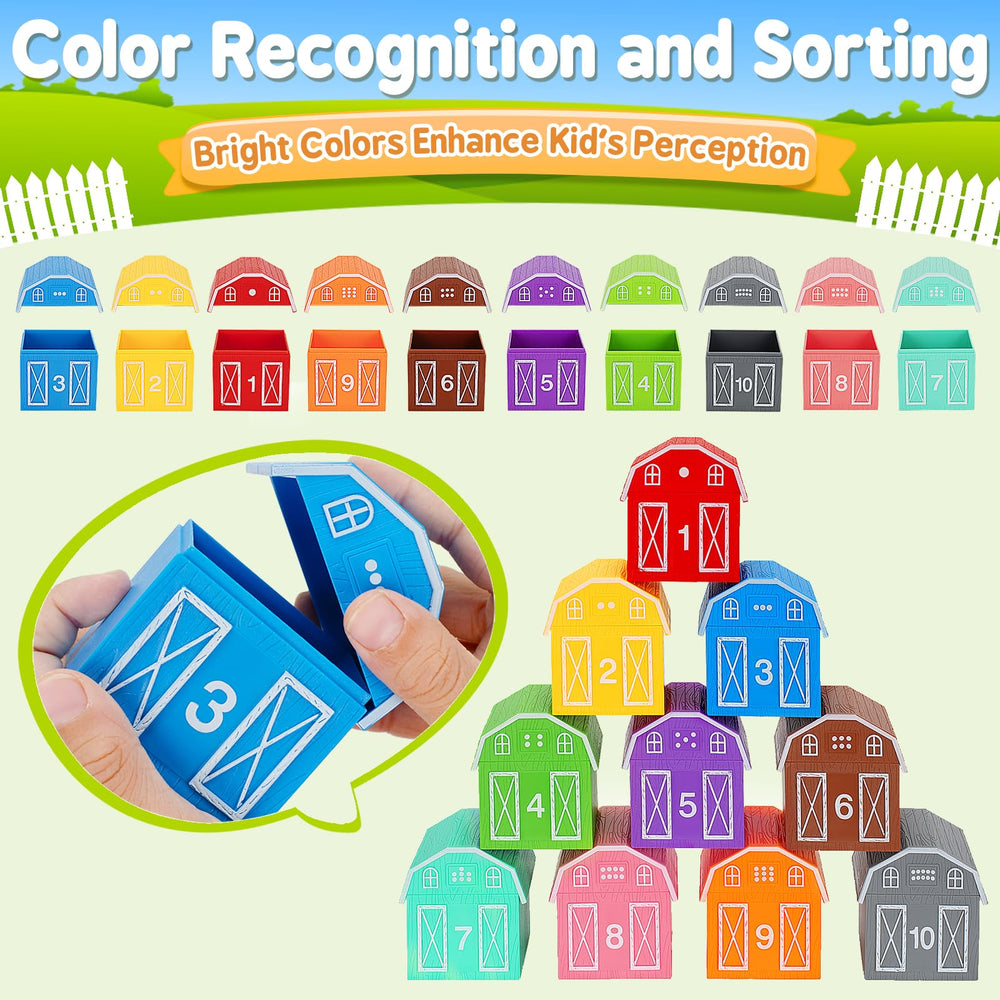 Aigybobo barns with numbers and dots aid counting and color matching activities