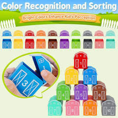 Aigybobo barns with numbers and dots aid counting and color matching activities