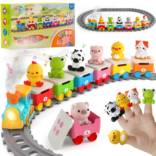 Aigybobo electric farm train locomotive with lights and music for toddlers