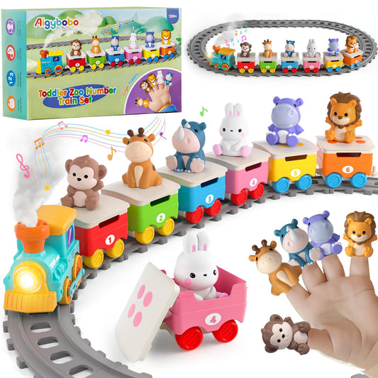 Aigybobo locomotive train with lights and music for engaging toddler play.