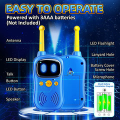 Aihuzai Astronaut Walkie Talkie side view highlights ergonomic shape for small hands.