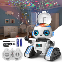Aikmi robot toy with projector night light enhances bedtime ambiance and imagination.