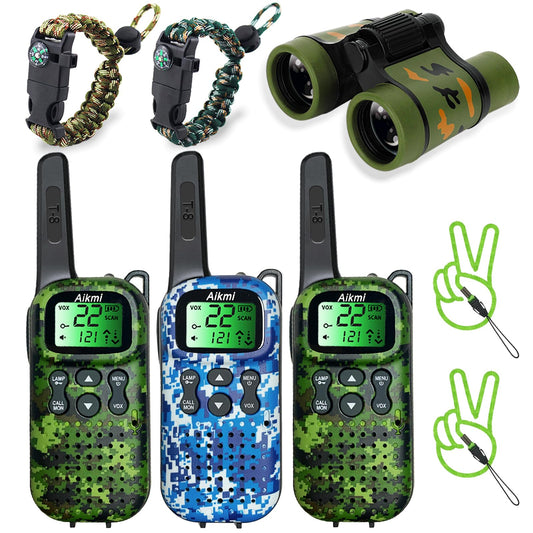 Aikmi walkie talkies for kids 3-pack ready for backyard adventures.