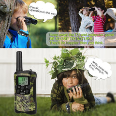 Children with Aikmi walkie talkies during camping encourages teamwork.