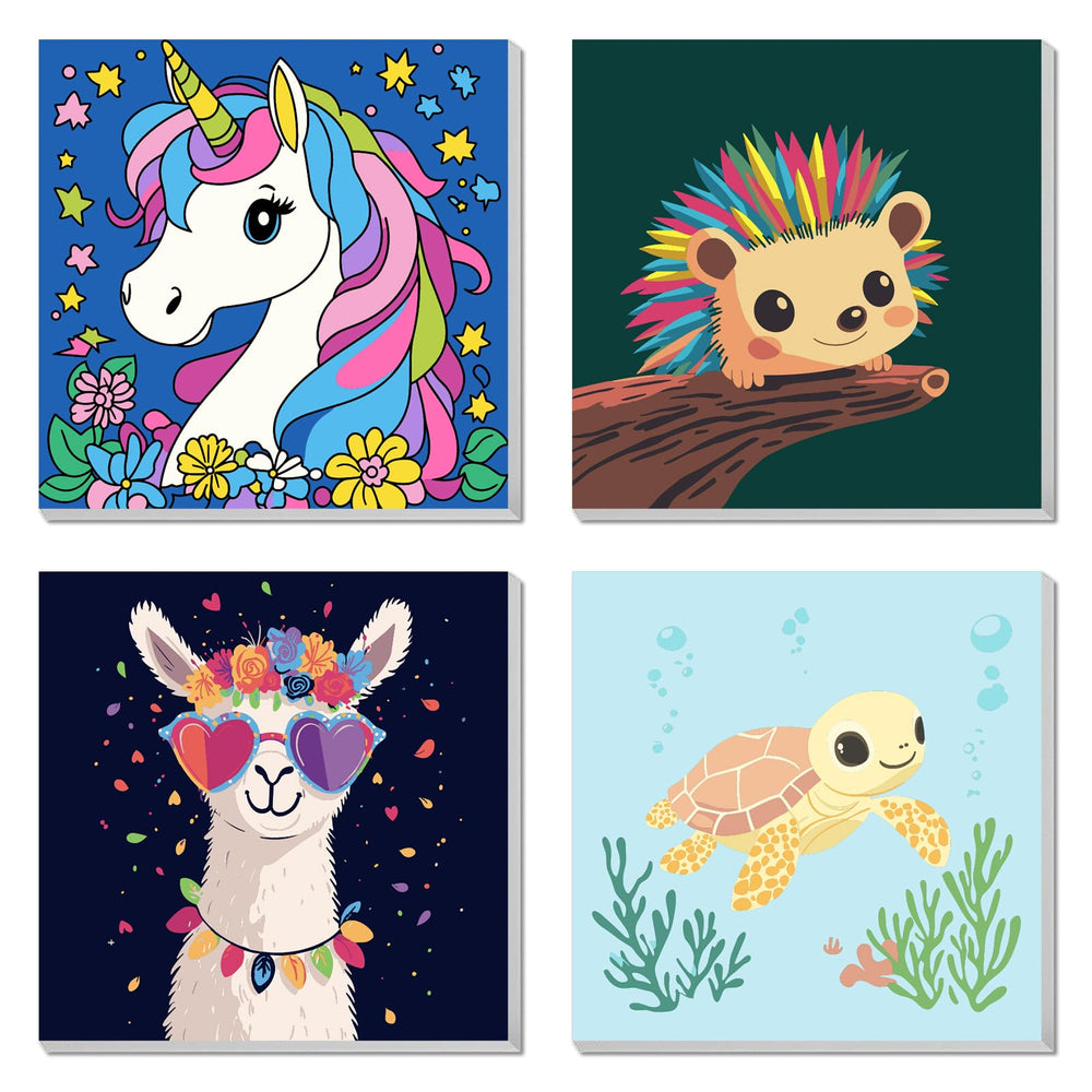 AILIBUT paint by numbers for kids animals 4-pack frames 8x8 ready to display.