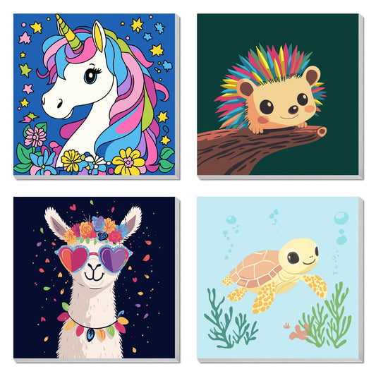 AILIBUT paint by numbers for kids animals 4-pack frames 8x8 ready to display.