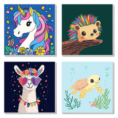 AILIBUT paint by numbers for kids animals 4-pack frames 8x8 ready to display.